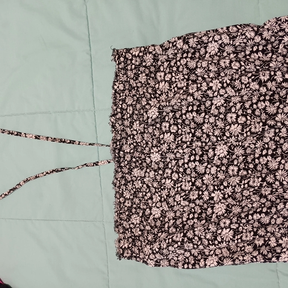 American Eagle Women Halter Tie Black&White Jumpsuit Size Small Frayed Hem - Picture 9 of 15